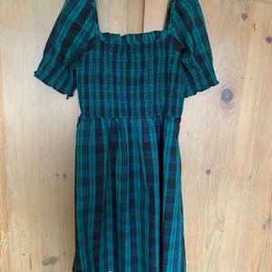Draper James black watch plaid smocked bodice dress-S-NWOT
